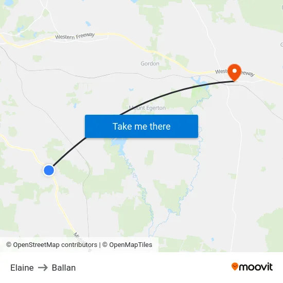 Elaine to Ballan map