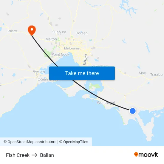 Fish Creek to Ballan map