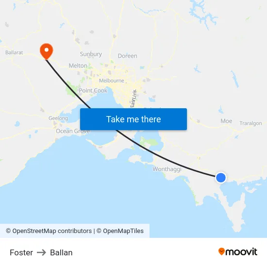 Foster to Ballan map