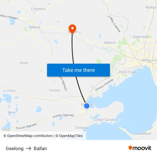 Geelong to Ballan with public transportation