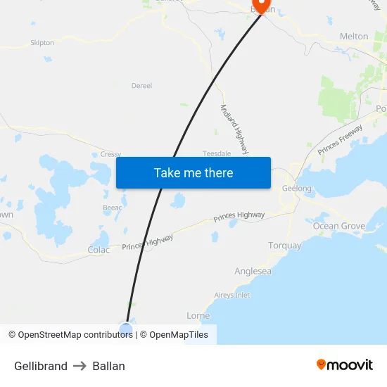 Gellibrand to Ballan map