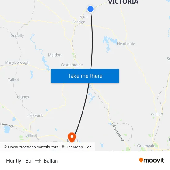 Huntly - Bal to Ballan map