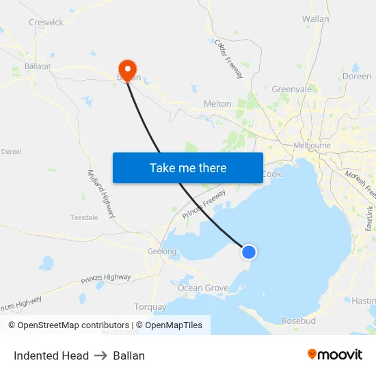 Indented Head to Ballan map
