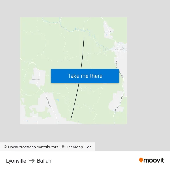 Lyonville to Ballan map