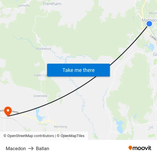 Macedon to Ballan map