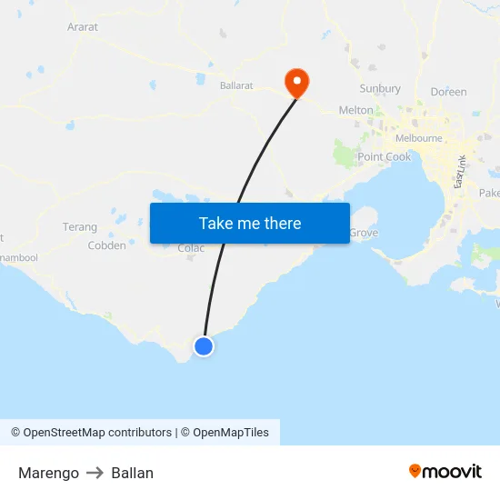 Marengo to Ballan map