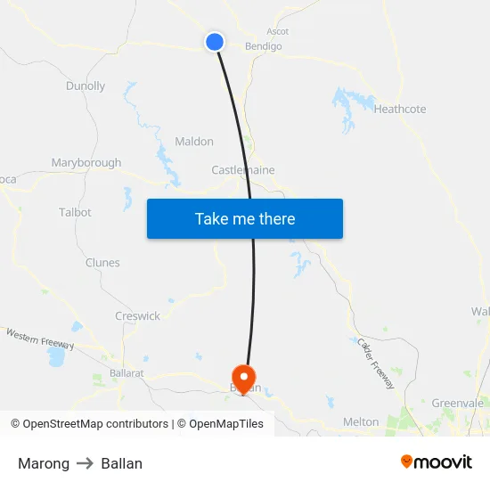 Marong to Ballan map