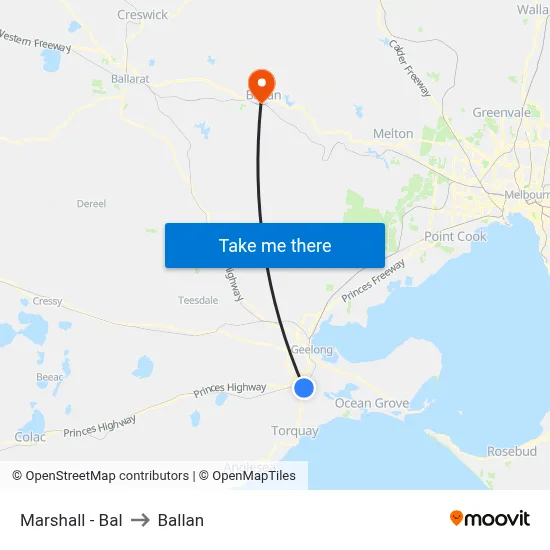 Marshall - Bal to Ballan map