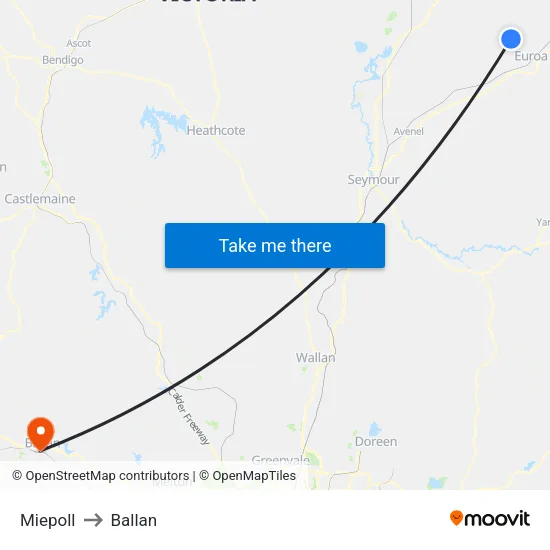 Miepoll to Ballan map