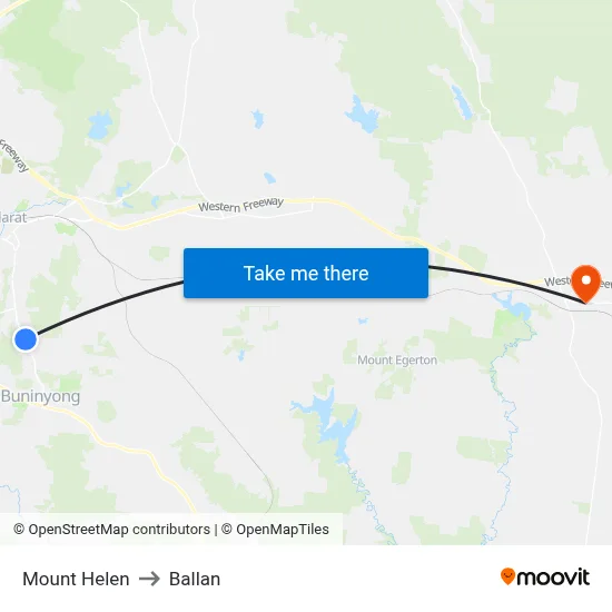 Mount Helen to Ballan map