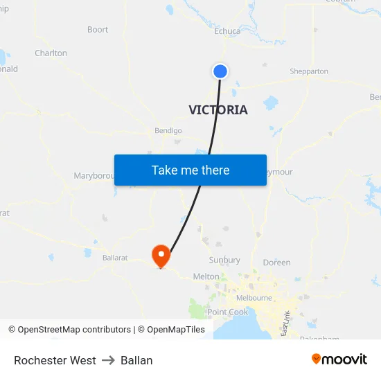 Rochester West to Ballan map