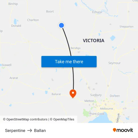 Serpentine to Ballan map