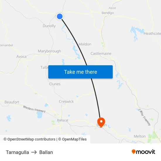 Tarnagulla to Ballan map
