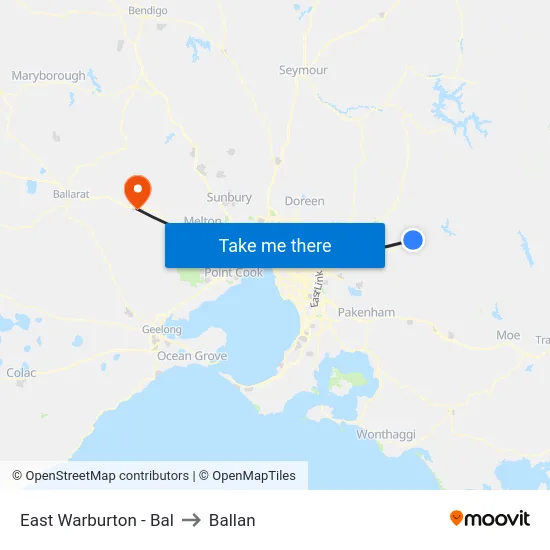 East Warburton - Bal to Ballan map