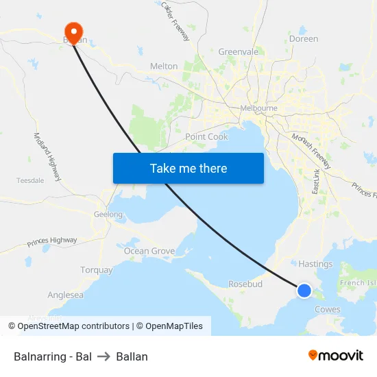 Balnarring - Bal to Ballan map