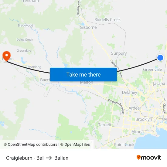 Craigieburn - Bal to Ballan map