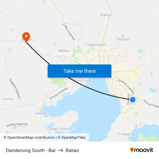 Dandenong South - Bal to Ballan map