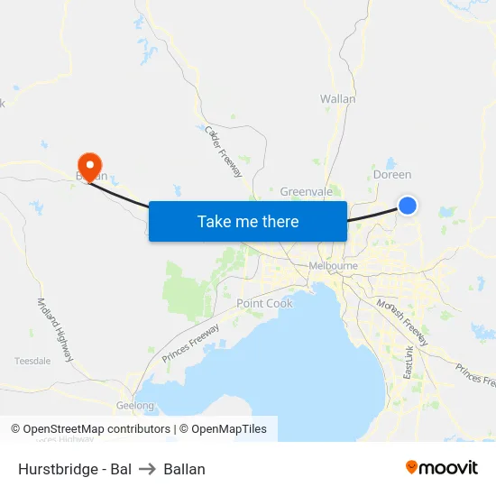 Hurstbridge - Bal to Ballan map