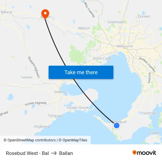 Rosebud West - Bal to Ballan map
