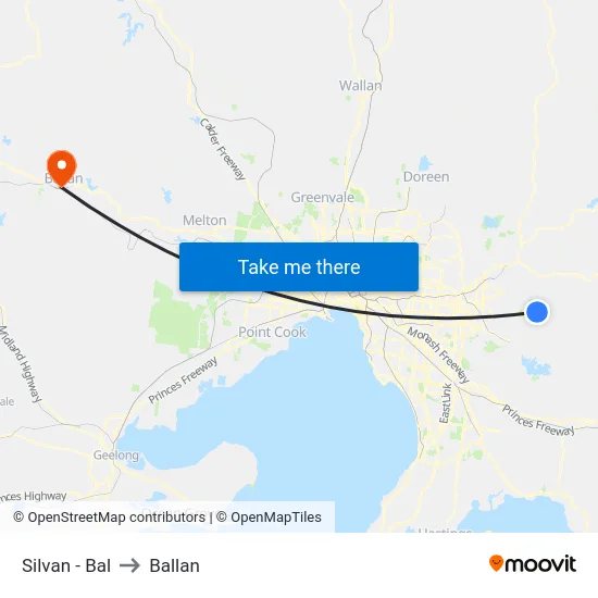 Silvan - Bal to Ballan map