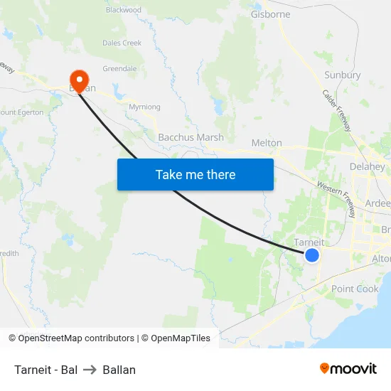 Tarneit - Bal to Ballan map