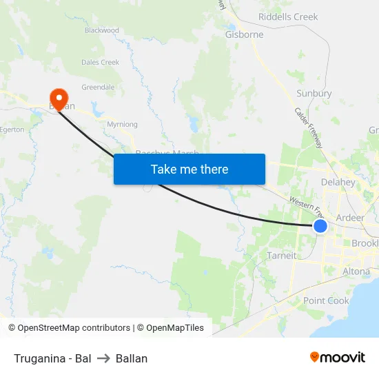 Truganina - Bal to Ballan map