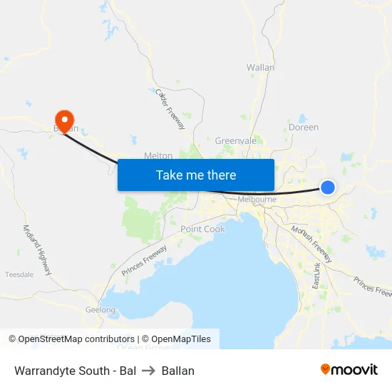Warrandyte South - Bal to Ballan map