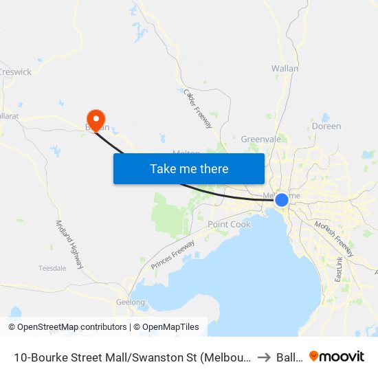 10-Bourke Street Mall/Swanston St (Melbourne City) to Ballan map