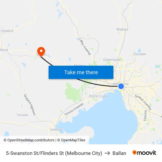 5-Swanston St/Flinders St (Melbourne City) to Ballan map