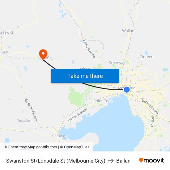 Swanston St/Lonsdale St (Melbourne City) to Ballan map