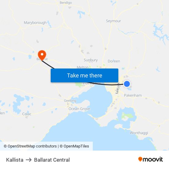 Kallista to Ballarat Central map