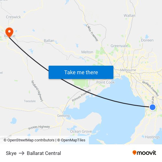 Skye to Ballarat Central map