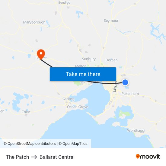 The Patch to Ballarat Central map