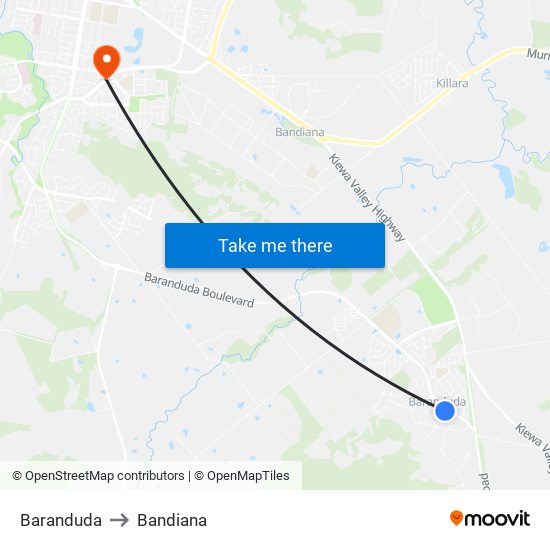 Baranduda to Bandiana map