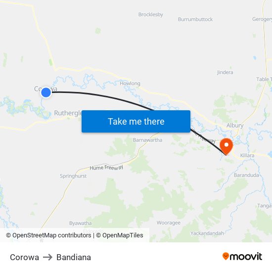 Corowa to Bandiana map