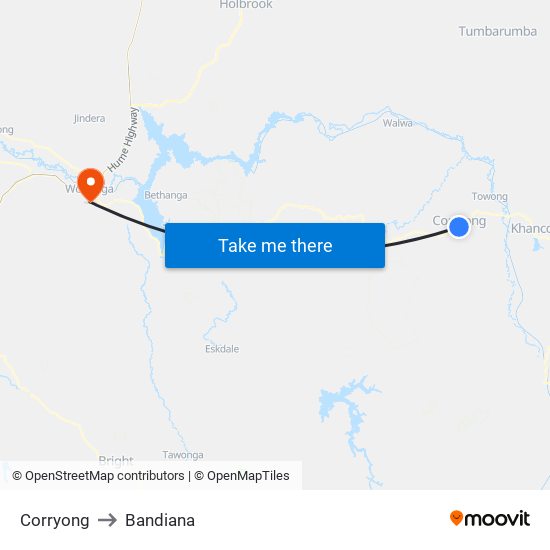 Corryong to Bandiana map