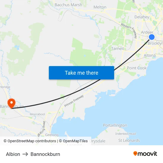 Albion to Bannockburn map
