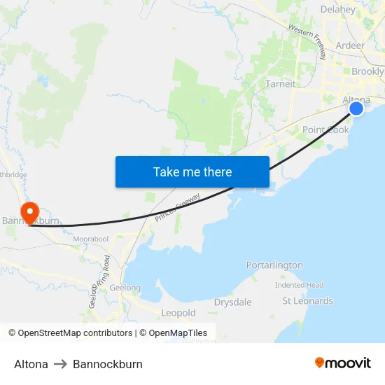 Altona to Bannockburn map