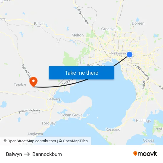 Balwyn to Bannockburn map