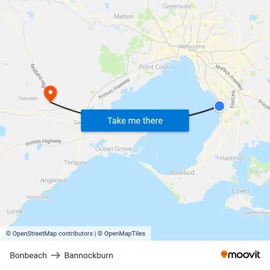 Bonbeach to Bannockburn map
