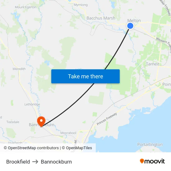 Brookfield to Bannockburn map