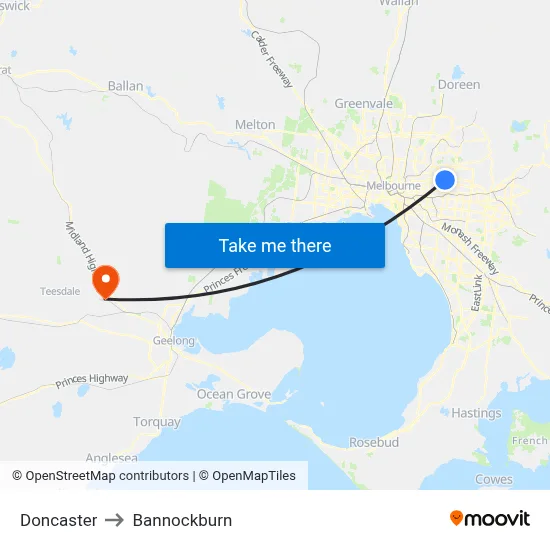 Doncaster to Bannockburn map