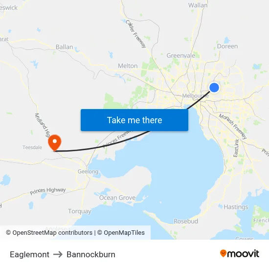 Eaglemont to Bannockburn map