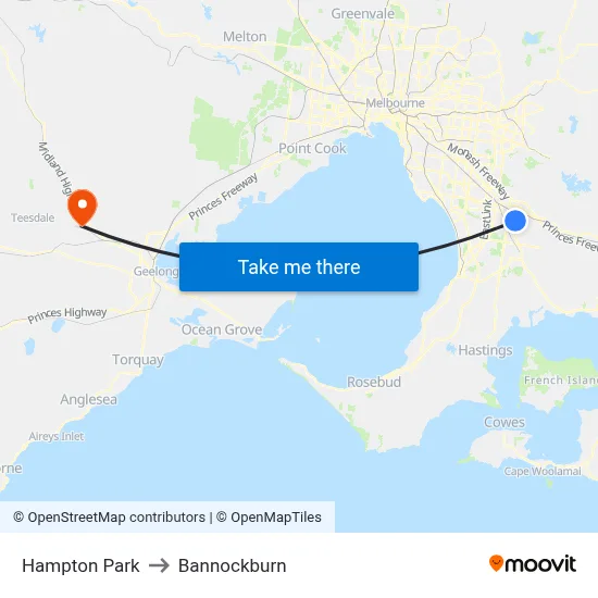 Hampton Park to Bannockburn map