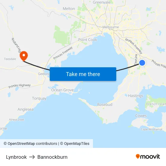 Lynbrook to Bannockburn map