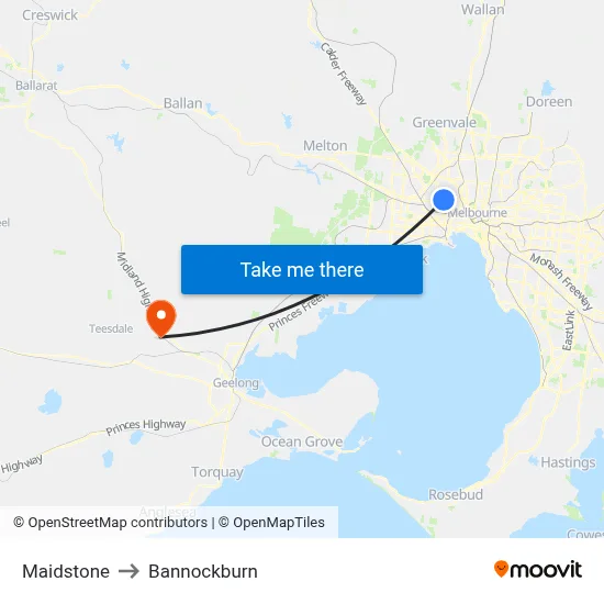 Maidstone to Bannockburn map