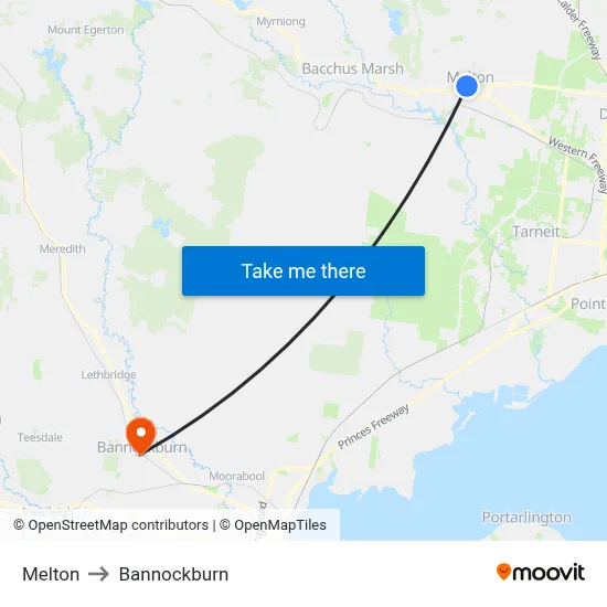 Melton to Bannockburn map