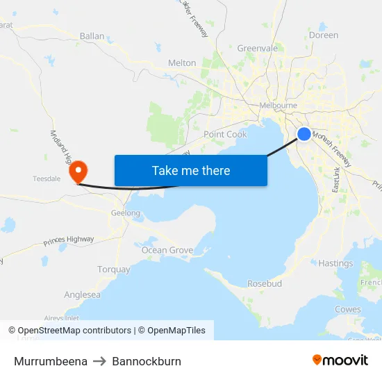 Murrumbeena to Bannockburn map