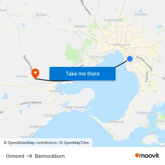 Ormond to Bannockburn map