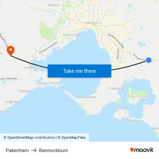Pakenham to Bannockburn map